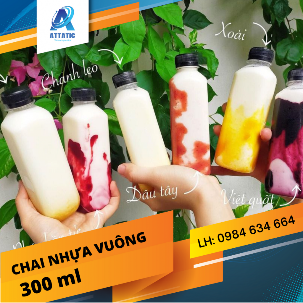 Chai Nhựa Vuông 300ML